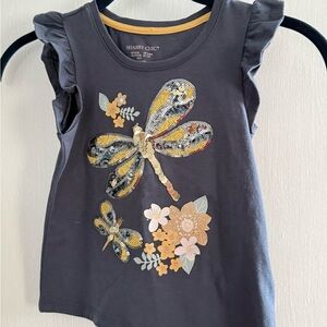Shabby Chic Kids' Black and Gold Dragonfly Tank Top